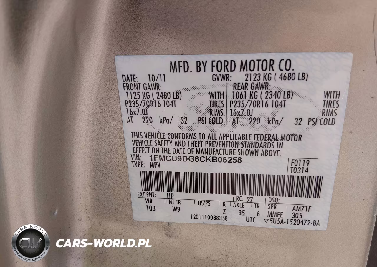 2012 Ford Escape Xlt VIN:1FMCU9DG6CKB06258 - 9