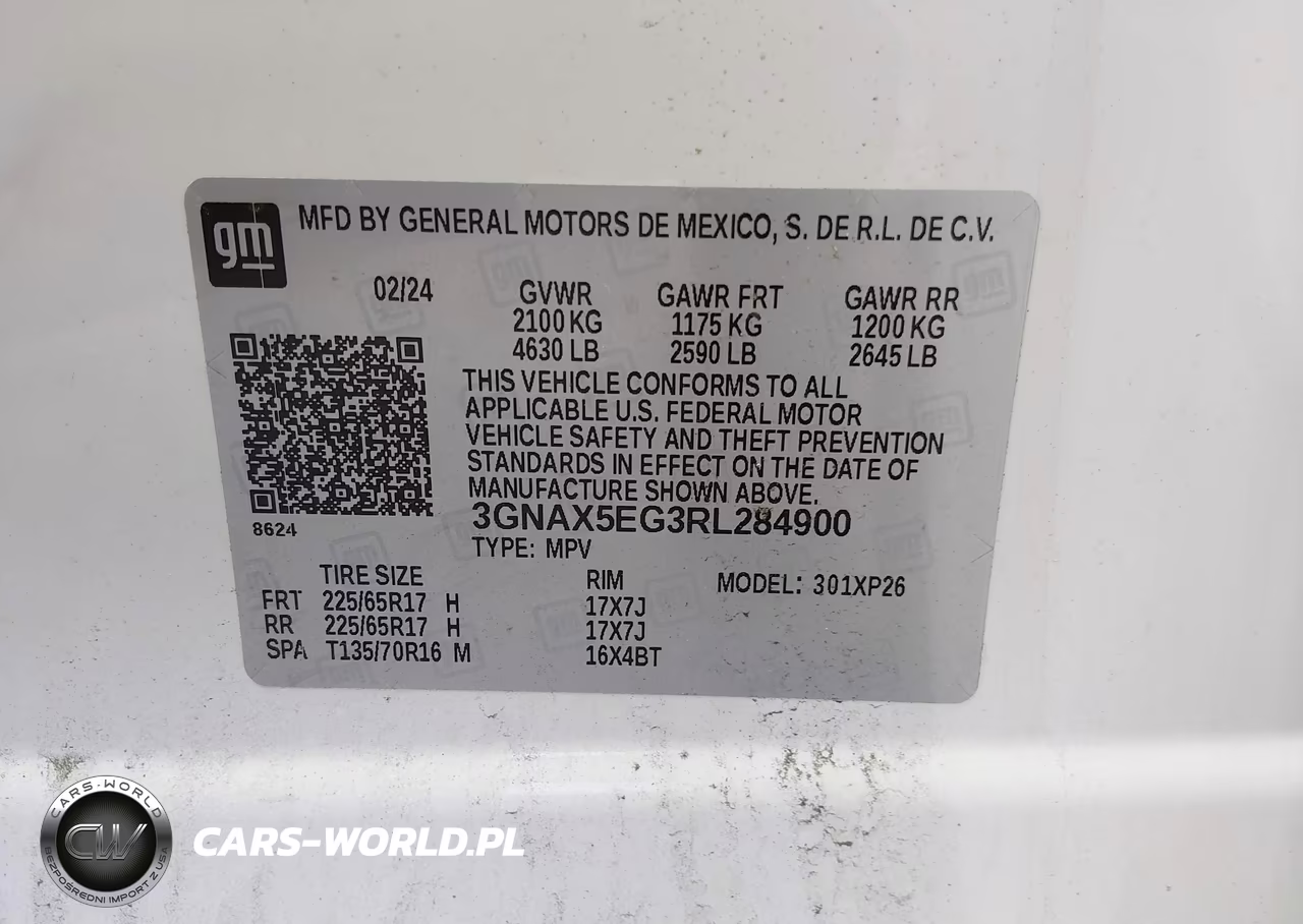 2024 Chevrolet Equinox Awd 1Fl VIN:3GNAX5EG3RL284900 - 9