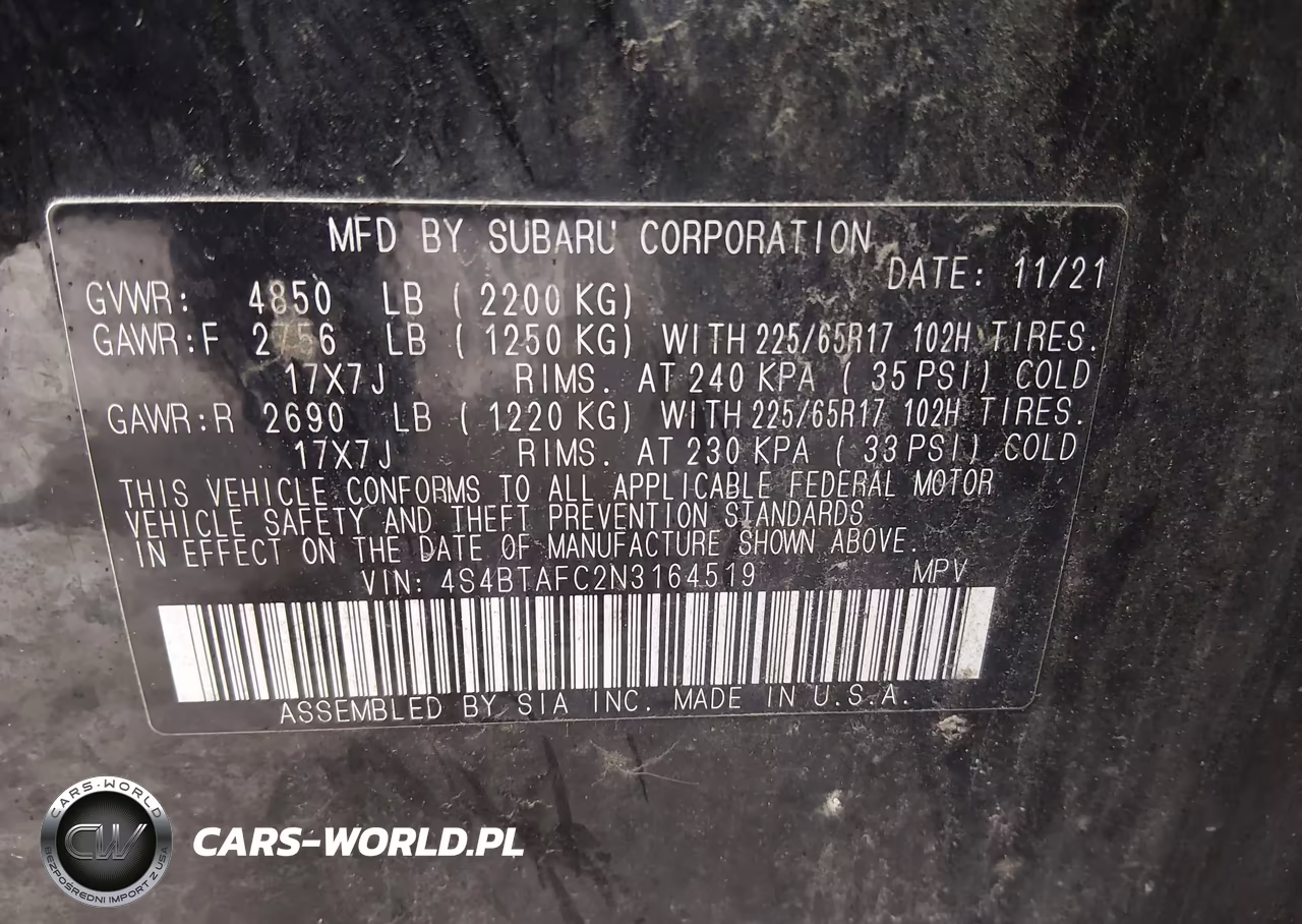 2022 Subaru Outback Premium VIN:4S4BTAFC2N3164519 - 9