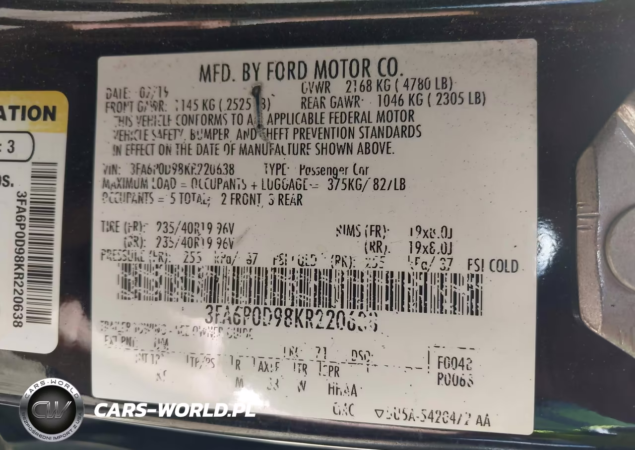 2019 Ford Fusion Titanium VIN:3FA6P0D98KR220638 - 9