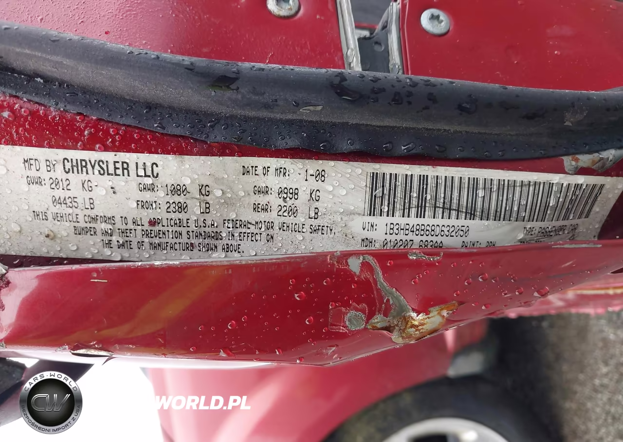 2008 Dodge Caliber Sxt VIN:1B3HB48B68D632050 - 9