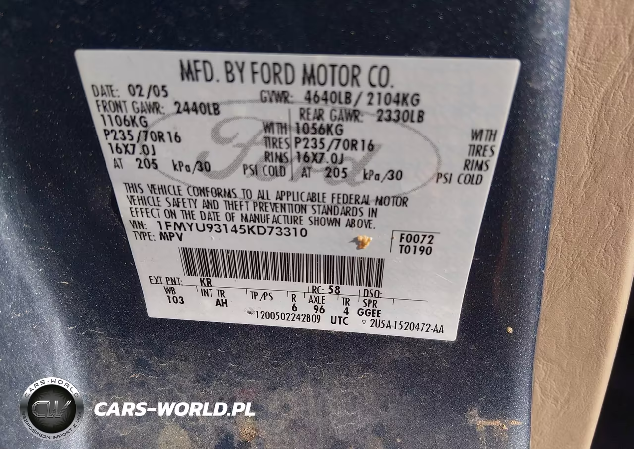 2005 Ford Escape Xlt VIN:1FMYU93145KD73310 - 9