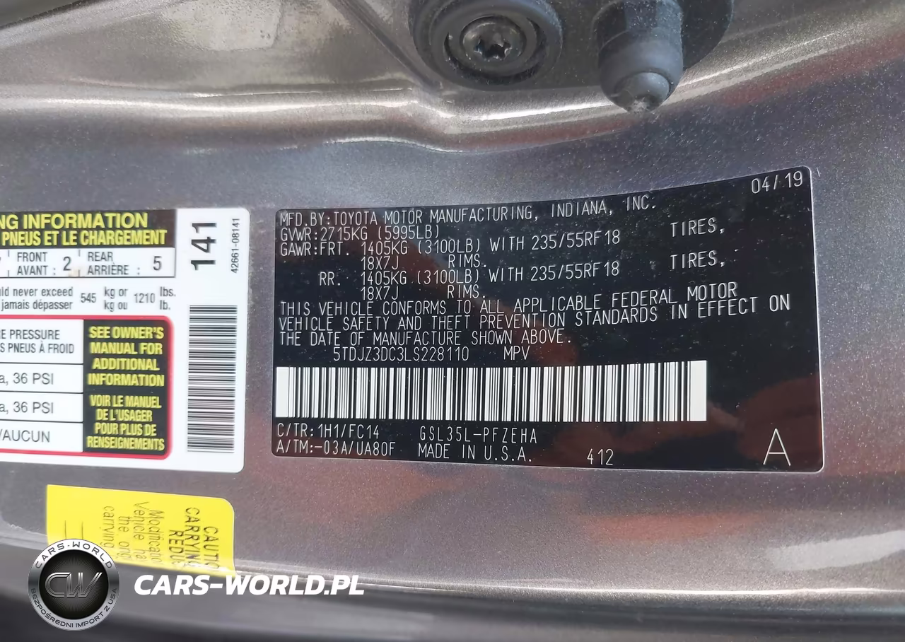 2020 Toyota Sienna Le VIN:5TDJZ3DC3LS228110 - 9