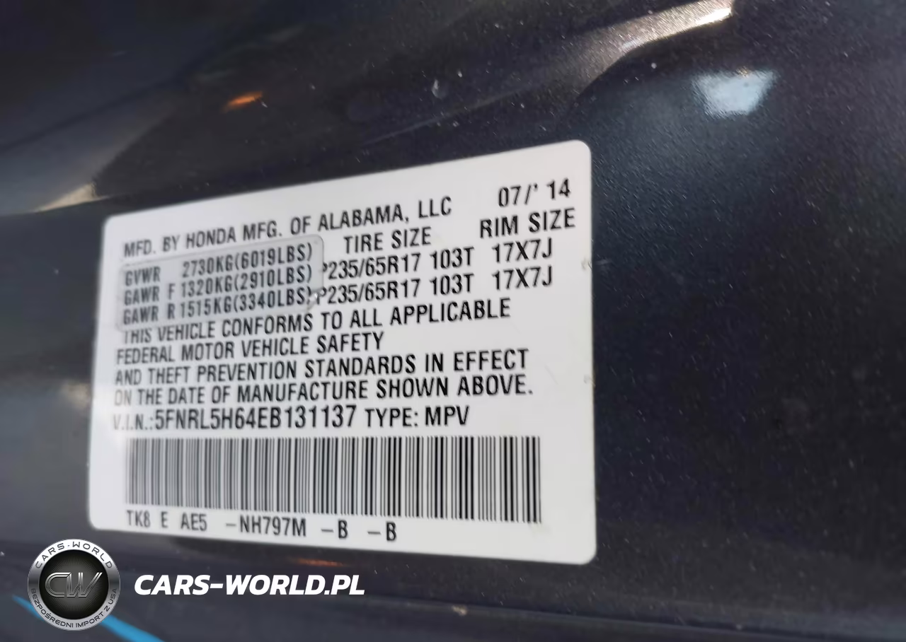 2014 Honda Odyssey Ex-L VIN:5FNRL5H64EB131137 - 9