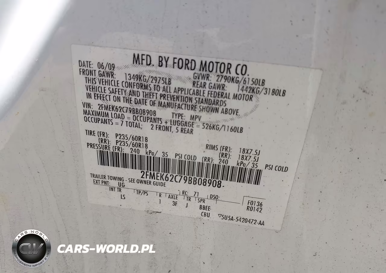 2009 Ford Flex Sel VIN:2FMEK62C79BB08908 - 9