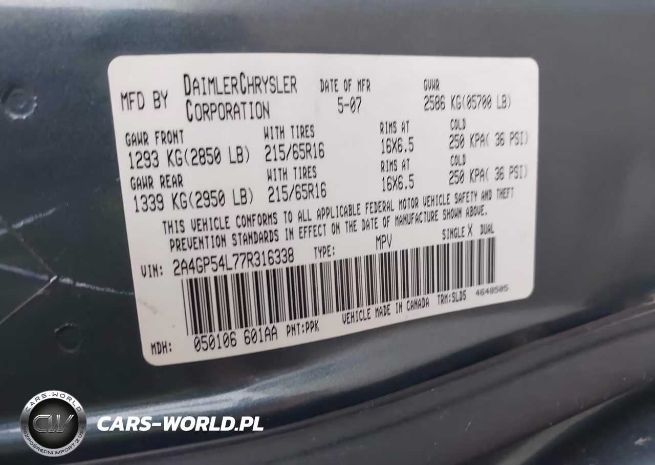 2007 Chrysler Town & Country Touring VIN:2A4GP54L77R316338 - 9