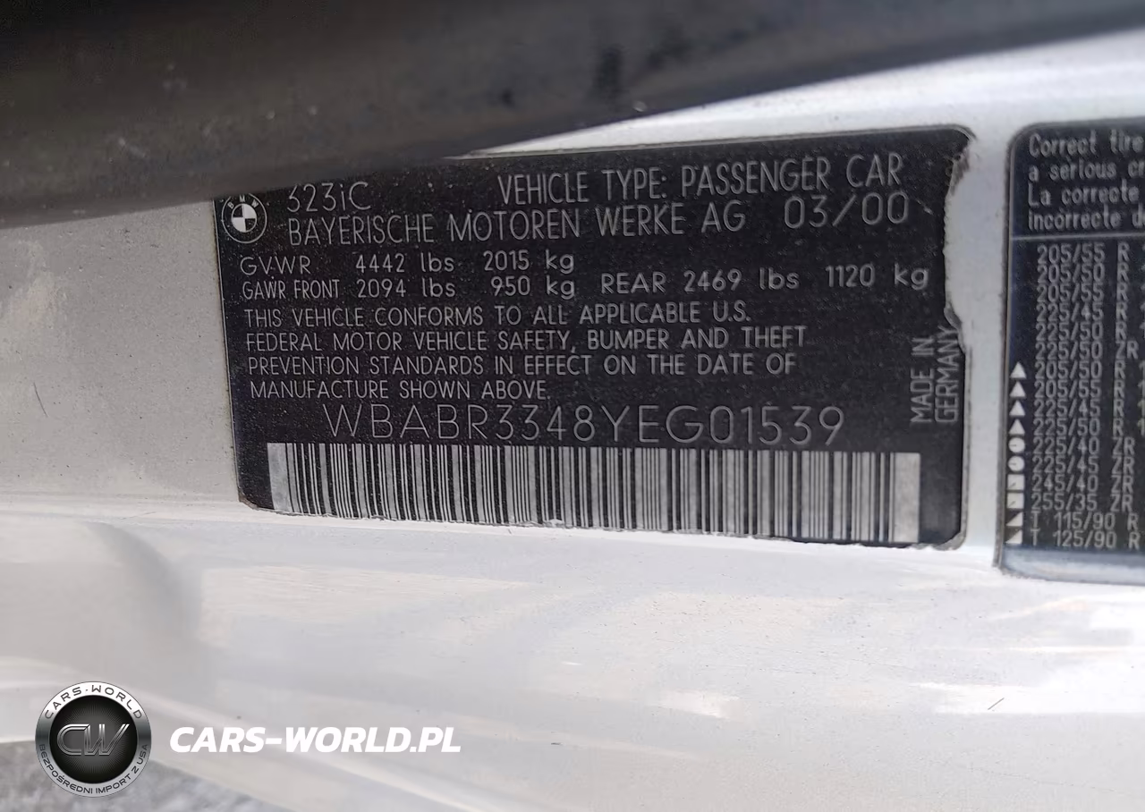 2000 BMW 323Ci VIN:WBABR3348YEG01539 - 9