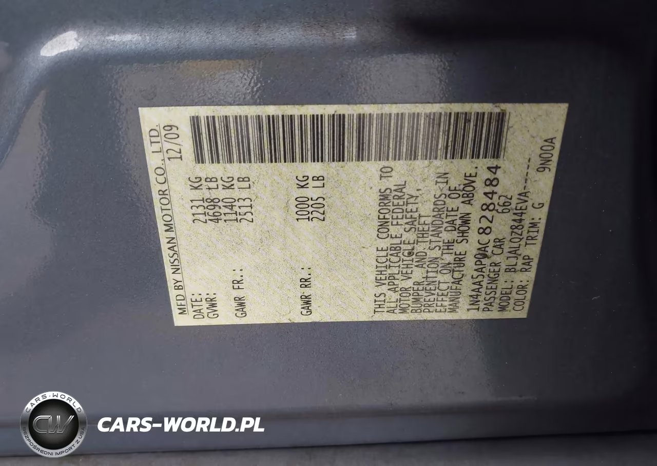 2010 Nissan Maxima 3.5 S VIN:1N4AA5AP0AC828484 - 9