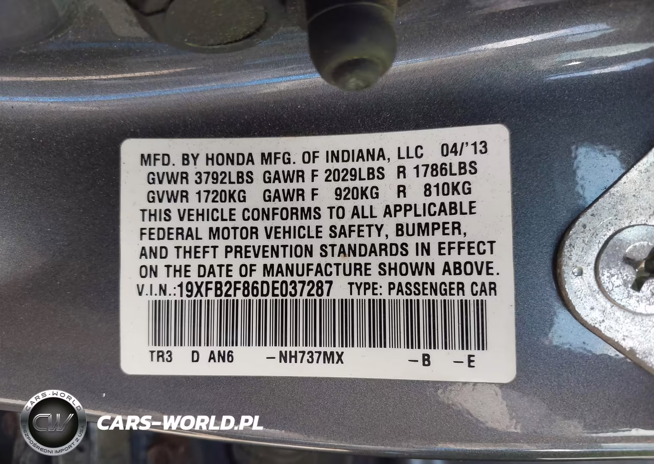 2013 Honda Civic Ex VIN:19XFB2F86DE037287 - 9
