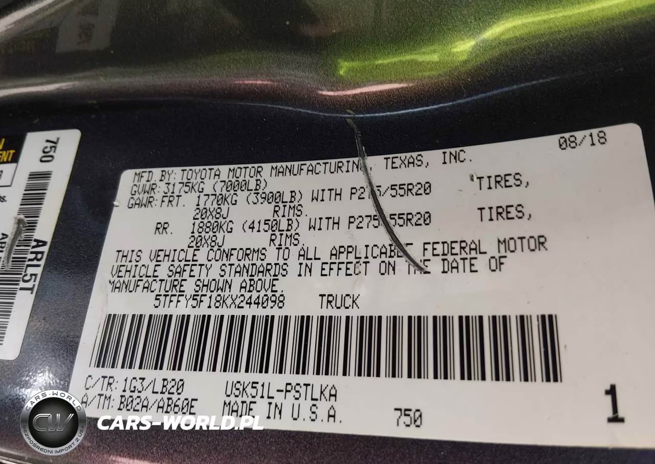 2019 Toyota Tundra Limited 5.7L V8 VIN:5TFFY5F18KX244098 - 9