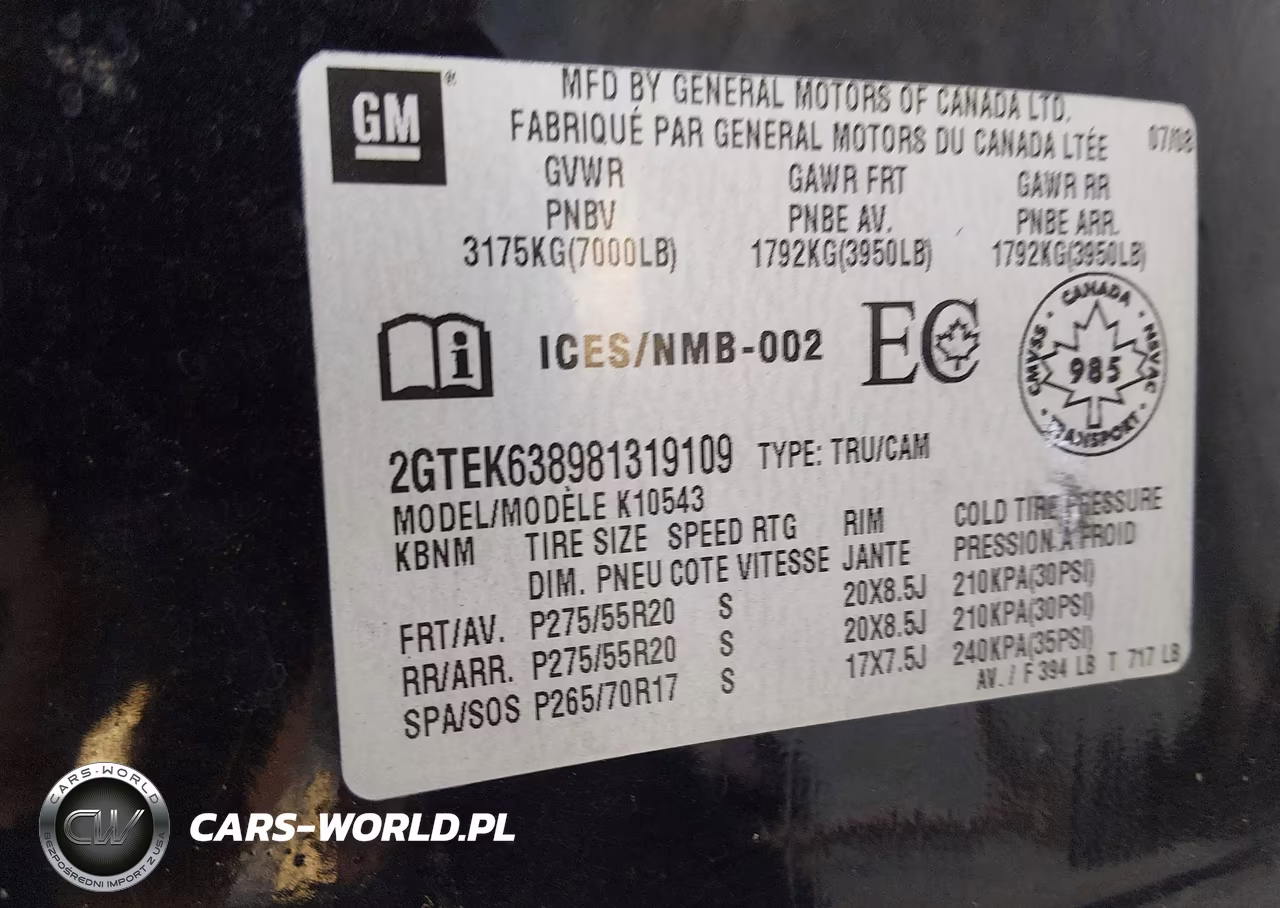 2007 GMC Yukon Slt VIN:1GKFC130X7R359675 - 9