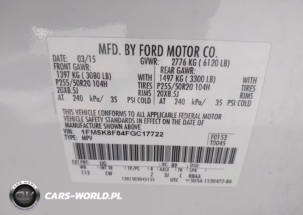 2015 Ford Explorer Limited VIN:1FM5K8F84FGC17722 - 9