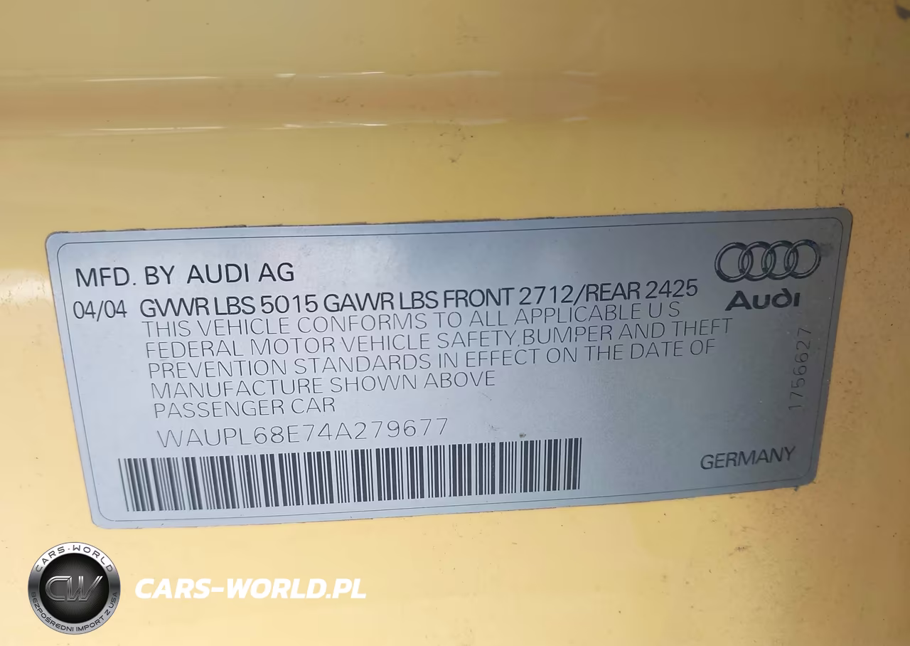 2004 Audi S4 4.2 VIN:WAUPL68E74A279677 - 9
