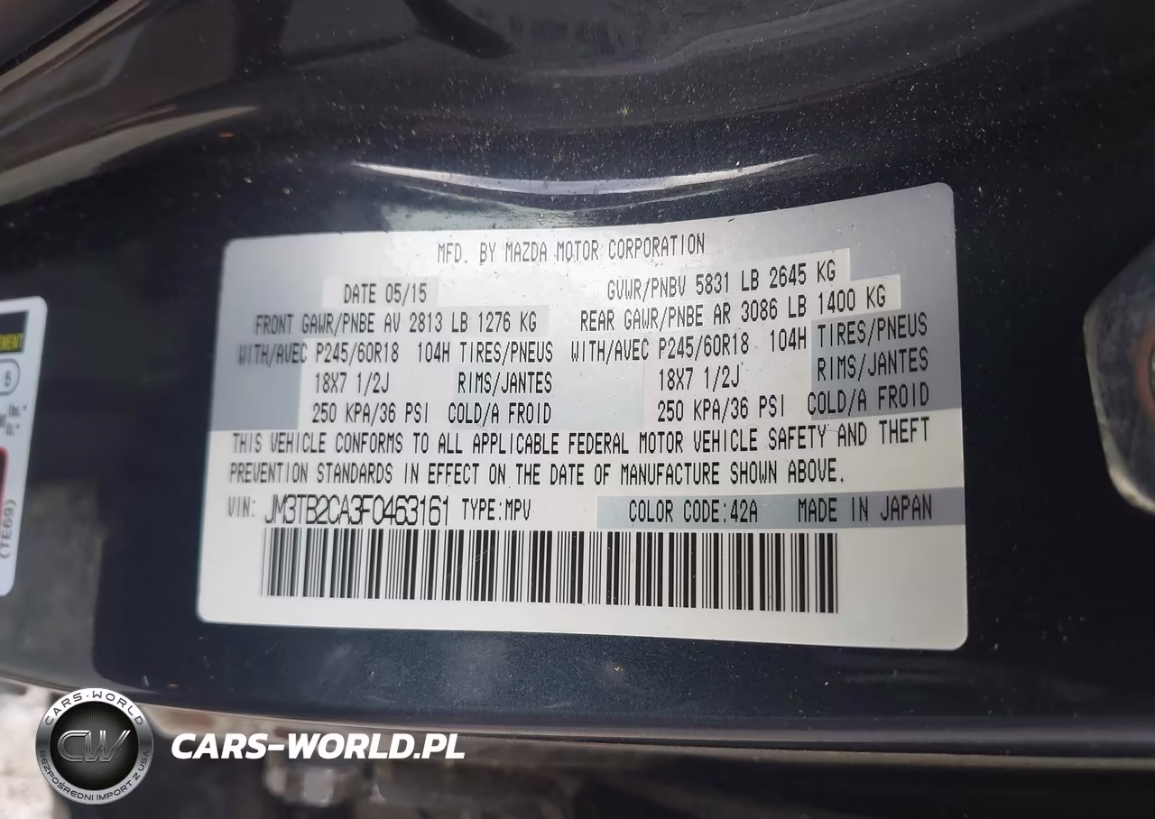 2015 Mazda Cx-9 Touring VIN:JM3TB2CA3F0463161 - 9