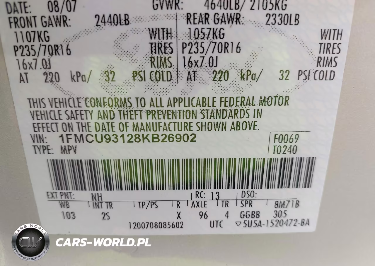 2008 Ford Escape Xlt VIN:1FMCU93128KB26902 - 9