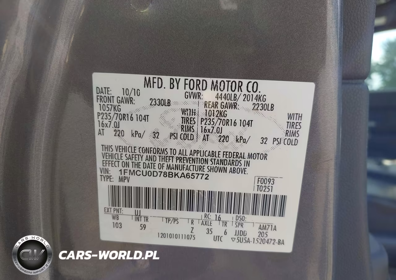 2011 Ford Escape Xlt VIN:1FMCU0D78BKA65772 - 9