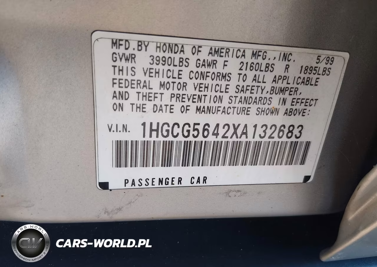 1999 Honda Accord Lx VIN:1HGCG5642XA132683 - 9