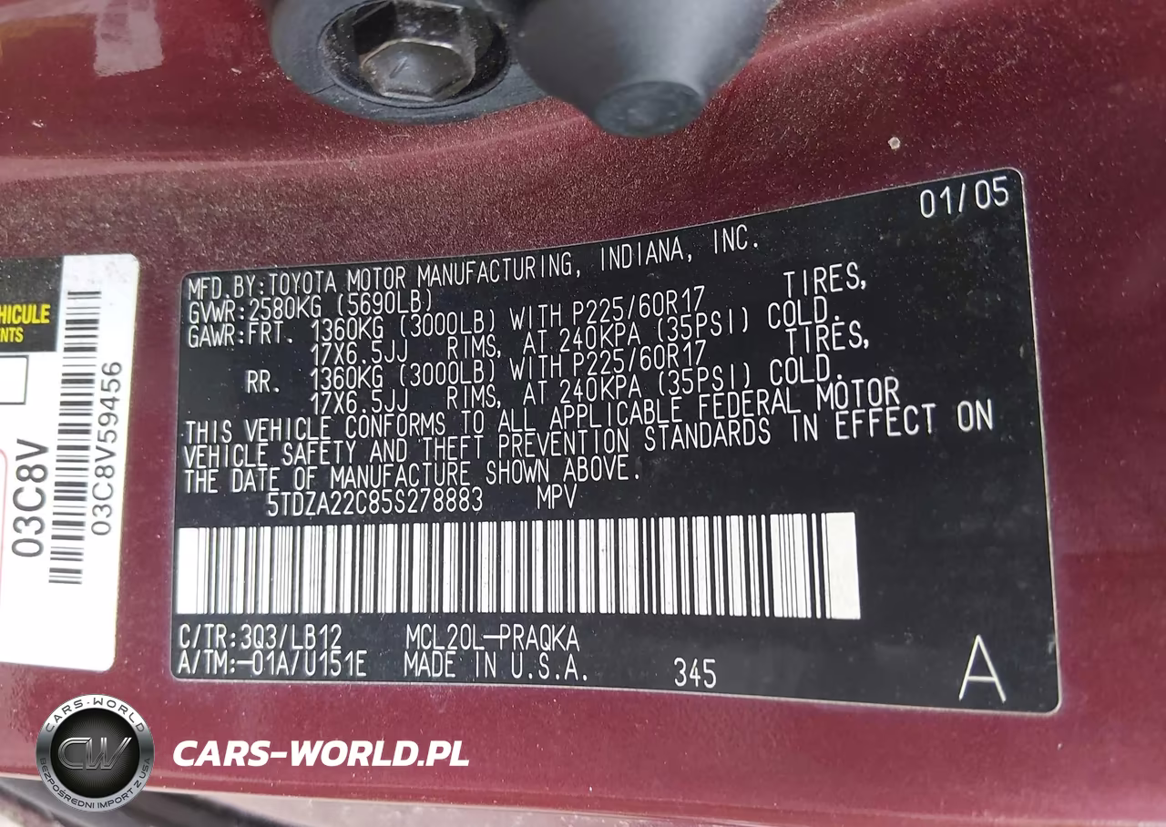 2005 TOYOTA SIENNA XLE VIN:5TDZA22C85S278883 - 9