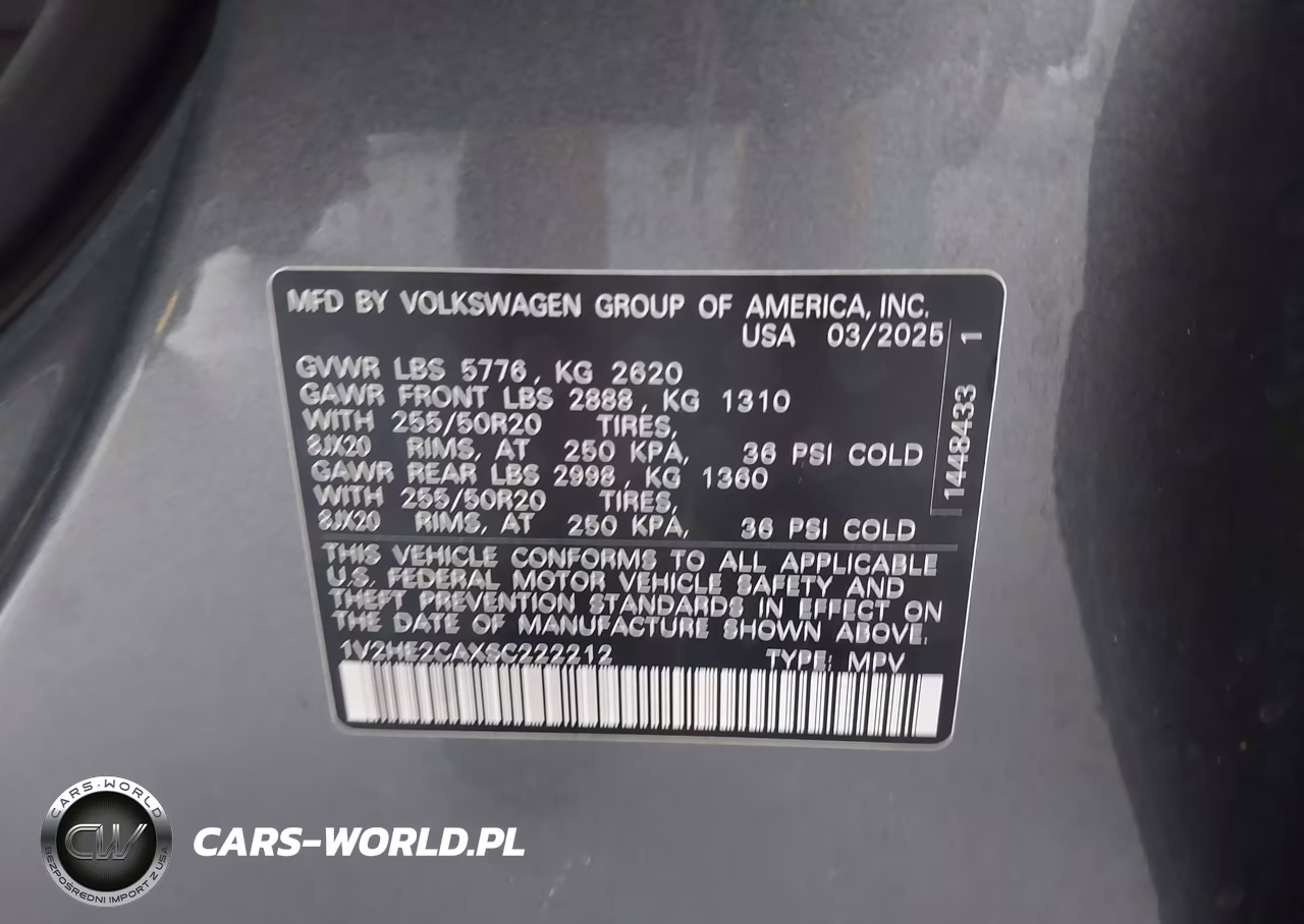 2025 Volkswagen Atlas Cross Sport Se VIN:1V2HE2CAXSC222212 - 9