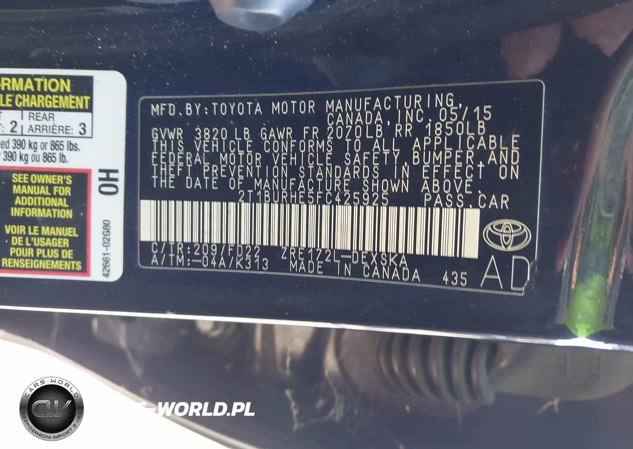 2015 Toyota Corolla S Plus VIN:2T1BURHE5FC425925 - 9