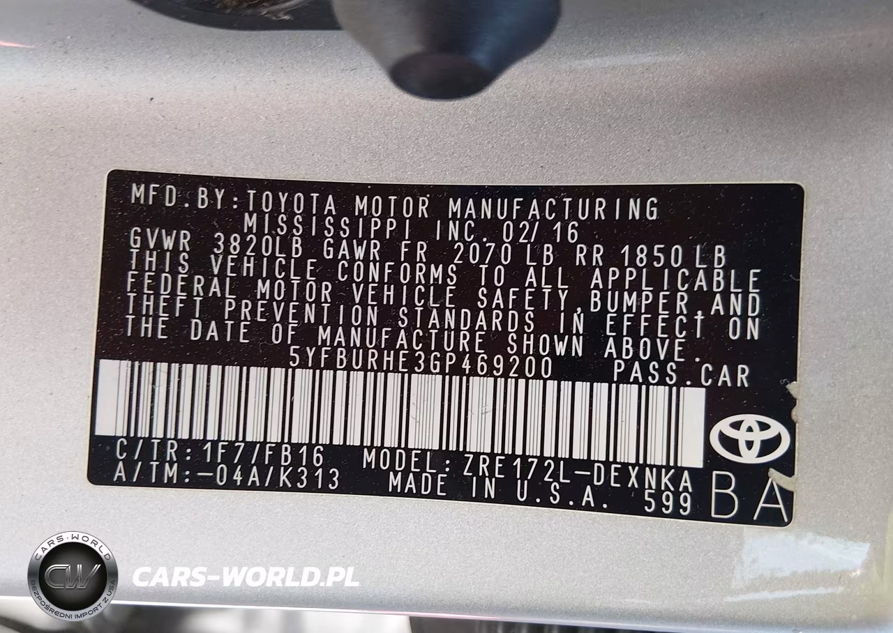 2016 Toyota Corolla Le VIN:5YFBURHE3GP469200 - 9