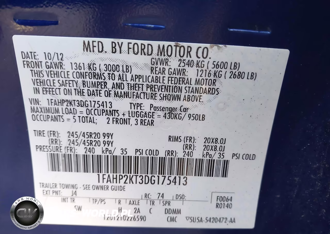 2013 Ford Taurus Sho VIN:1FAHP2KT3DG175413 - 9