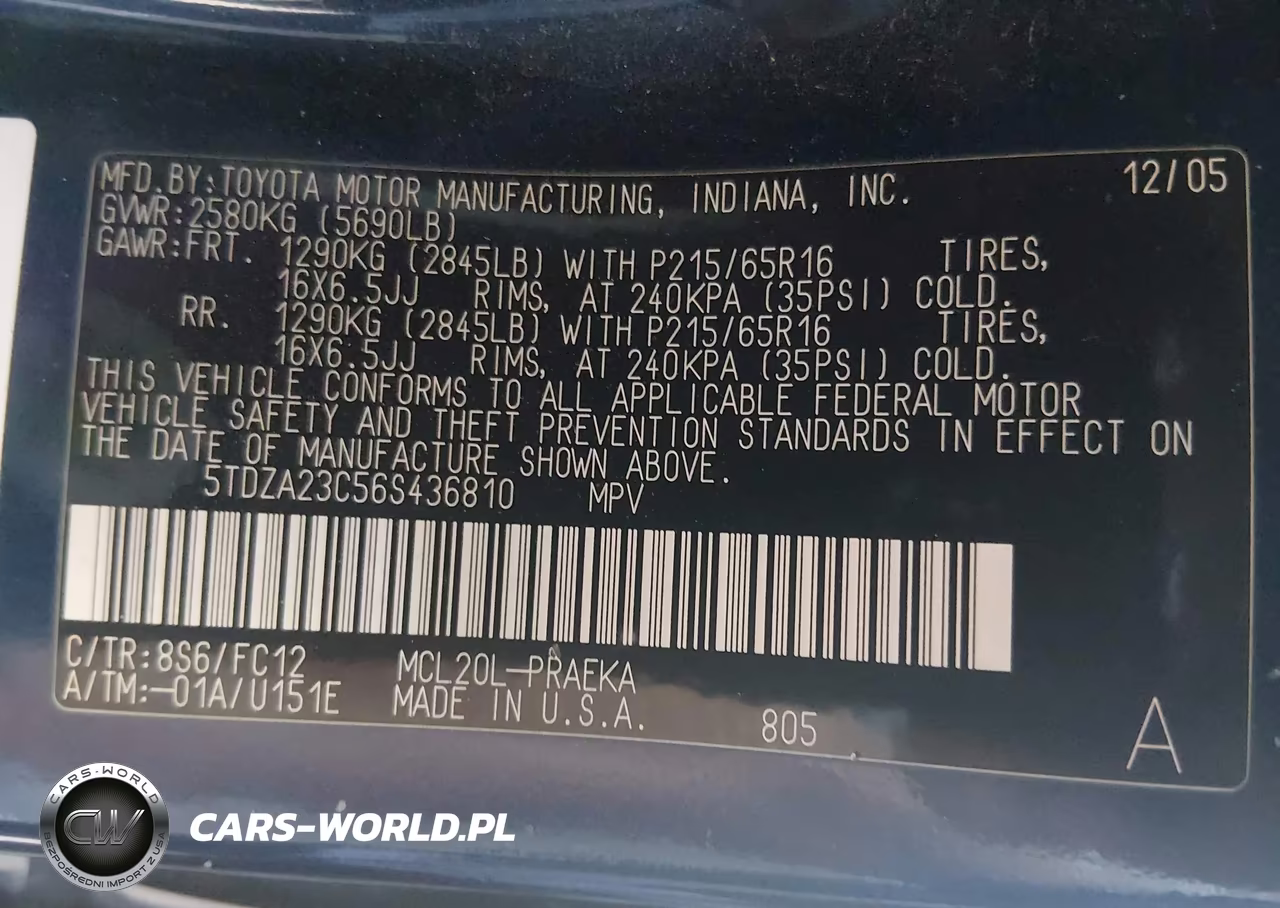 2006 Toyota Sienna Le VIN:5TDZA23C56S436810 - 9