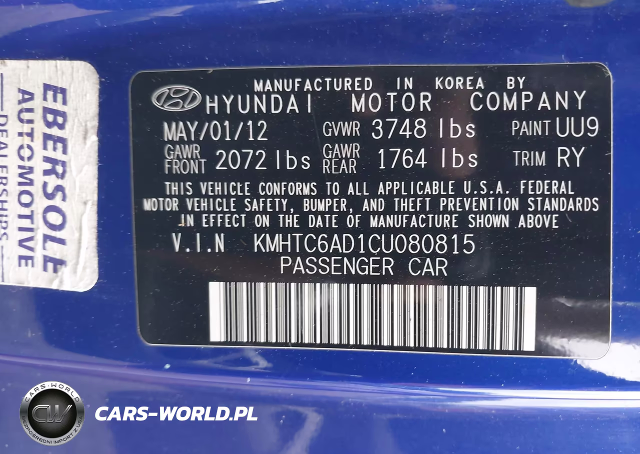 2012 Hyundai Veloster Base W-Gray VIN:KMHTC6AD1CU080815 - 9