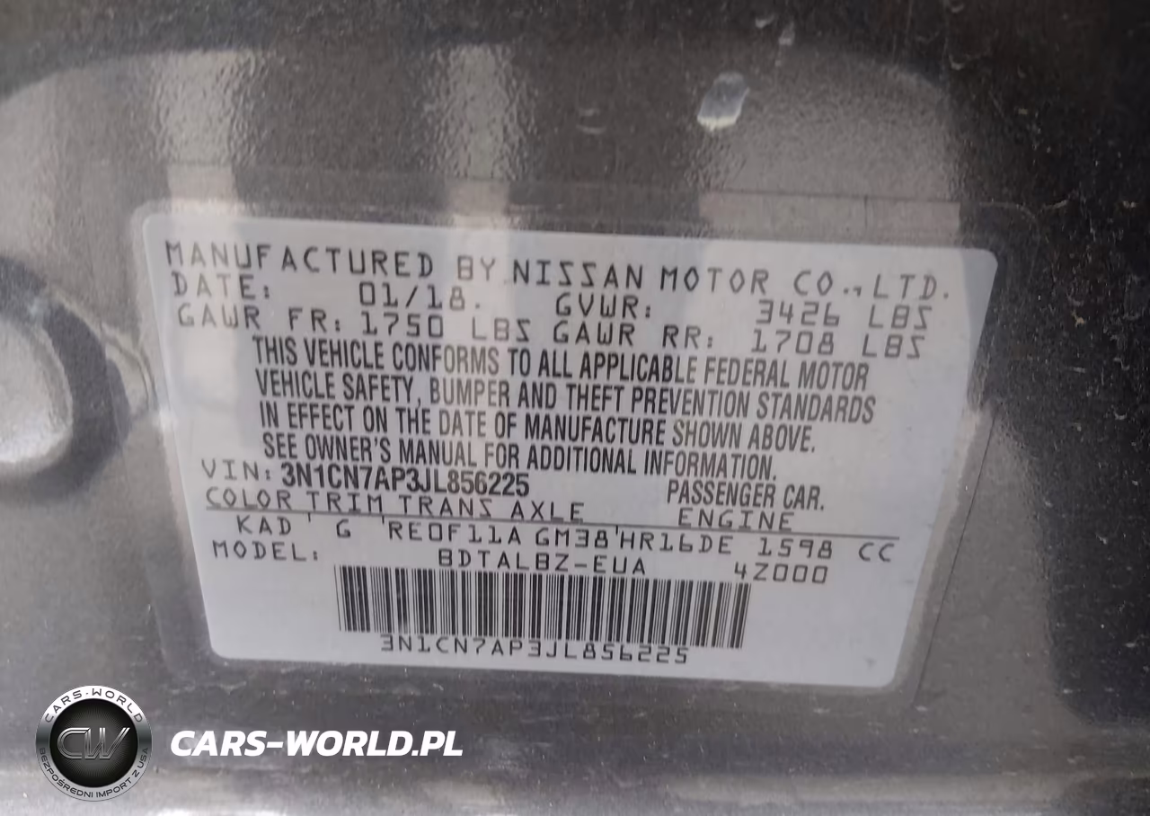 2018 Nissan Versa 1.6 Sv VIN:3N1CN7AP3JL856225 - 9