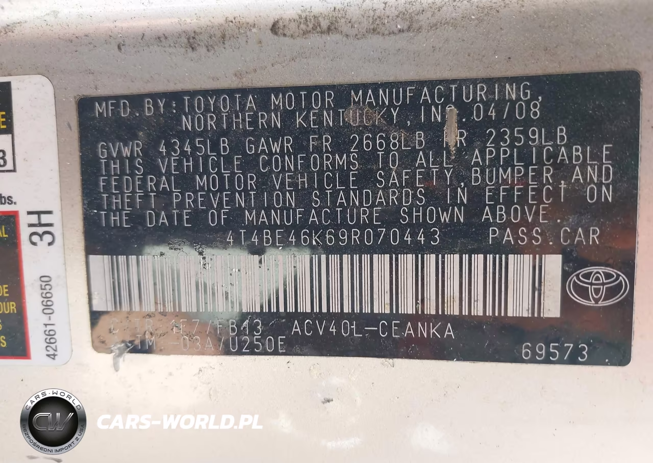 2009 Toyota Camry Le VIN:4T4BE46K69R070443 - 9