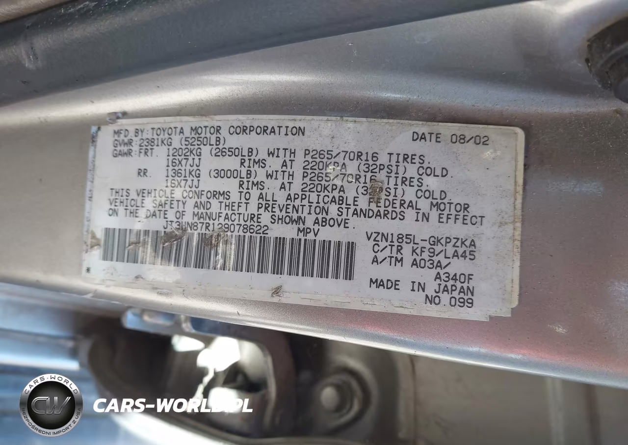 2002 Toyota 4Runner Limited V6 VIN:JT3HN87R129078622 - 9