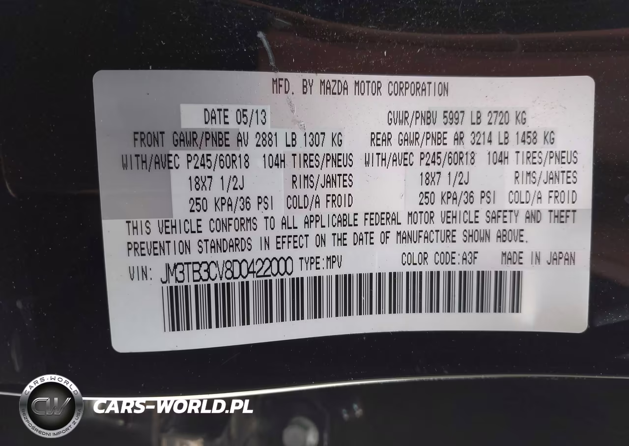 2013 Mazda Cx-9 Touring VIN:JM3TB3CV8D0422000 - 9