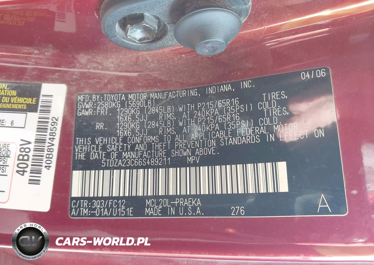 2006 Toyota Sienna Le VIN:5TDZA23C66S489211 - 9
