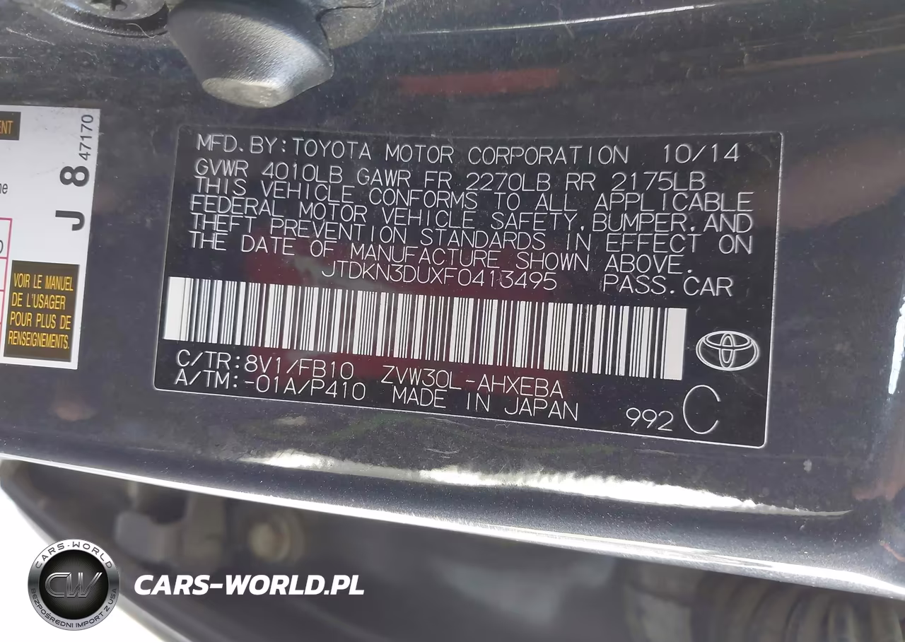 2015 Toyota Prius Two VIN:JTDKN3DUXF0413495 - 9