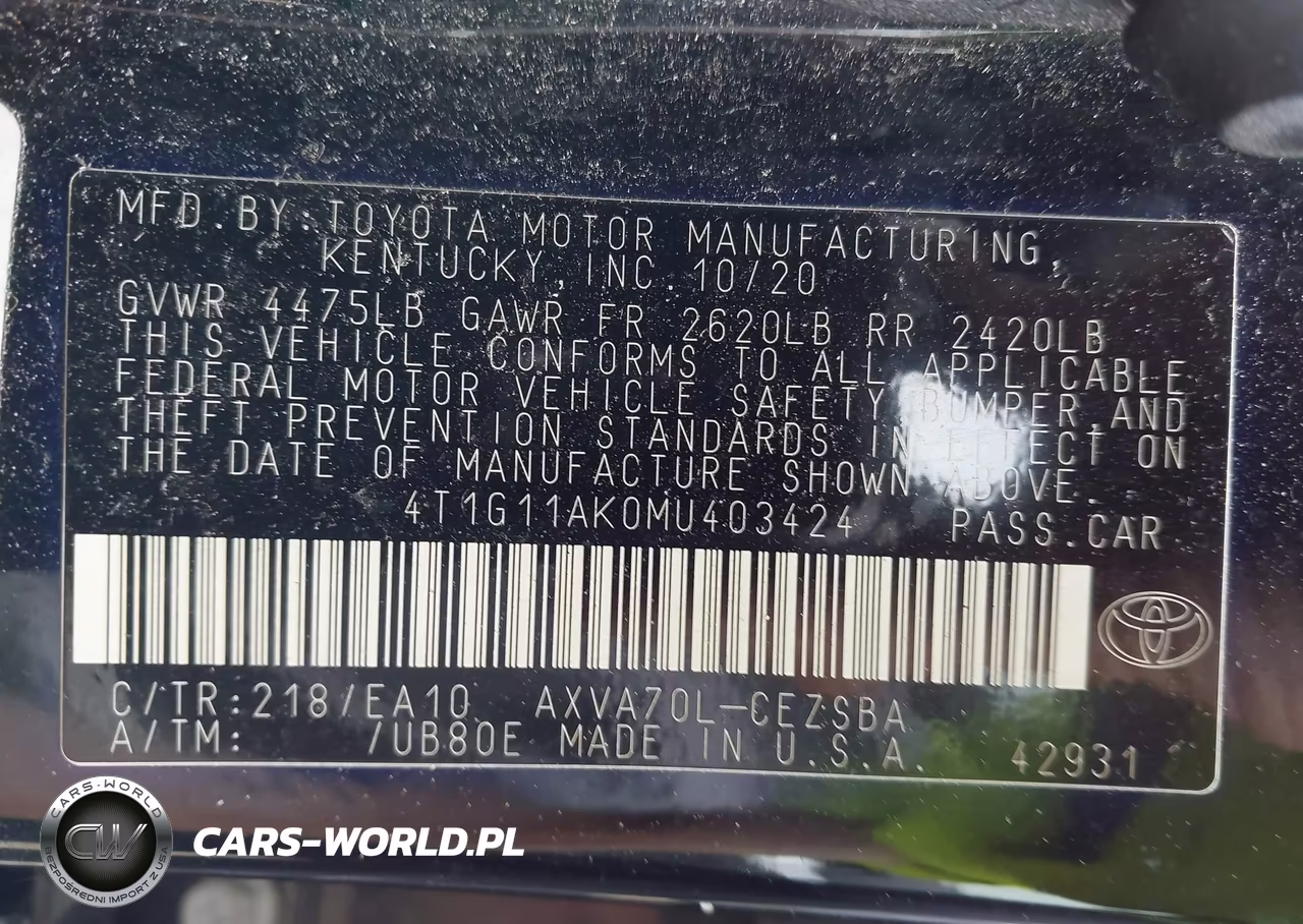 2021 Toyota Camry Se VIN:4T1G11AK0MU403424 - 9
