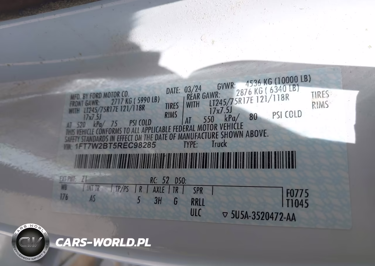 2024 Ford F-250 Xl VIN:1FT7W2BT5REC98285 - 9