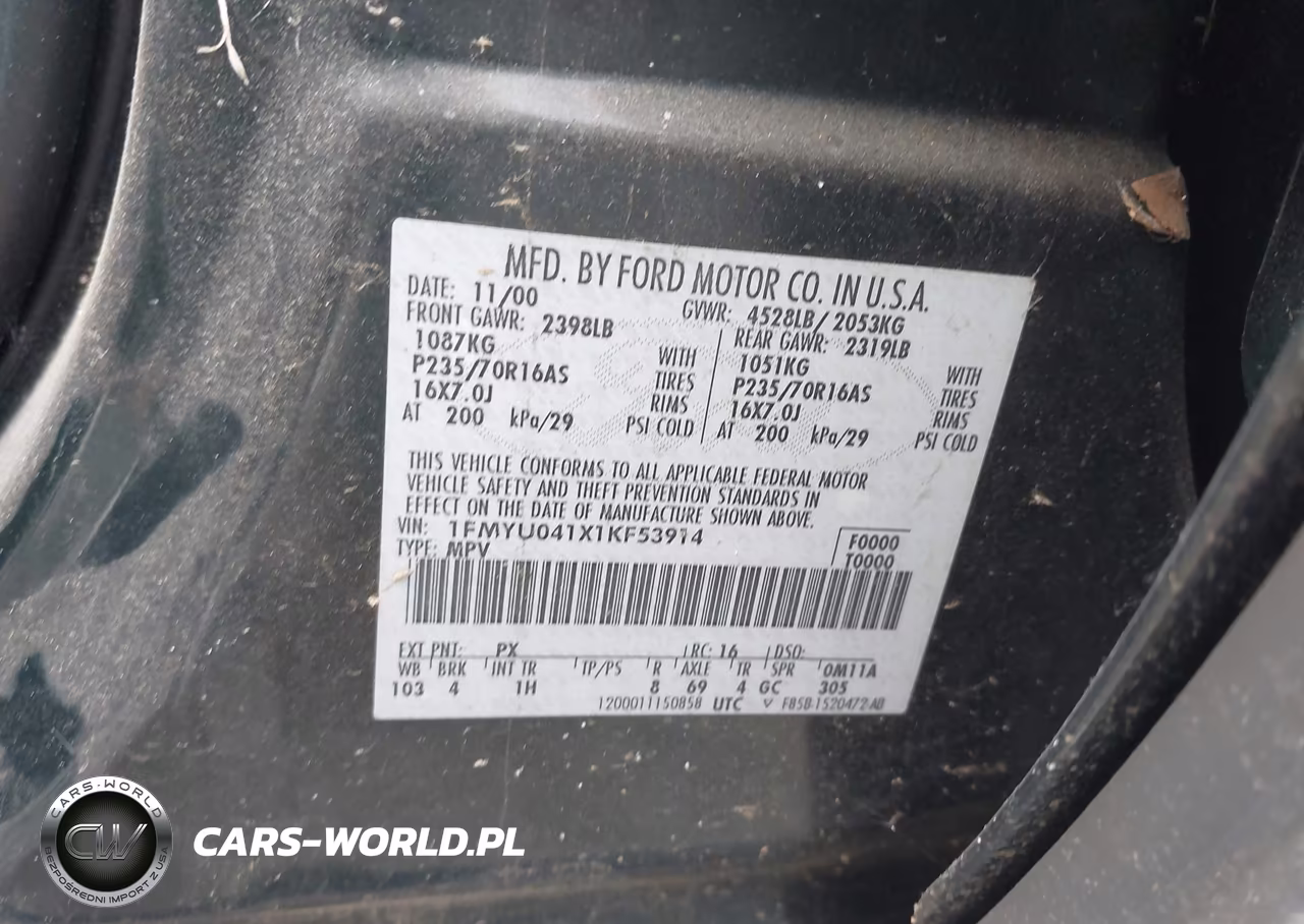 2001 Ford Escape Xlt VIN:1FMYU041X1KF53914 - 9