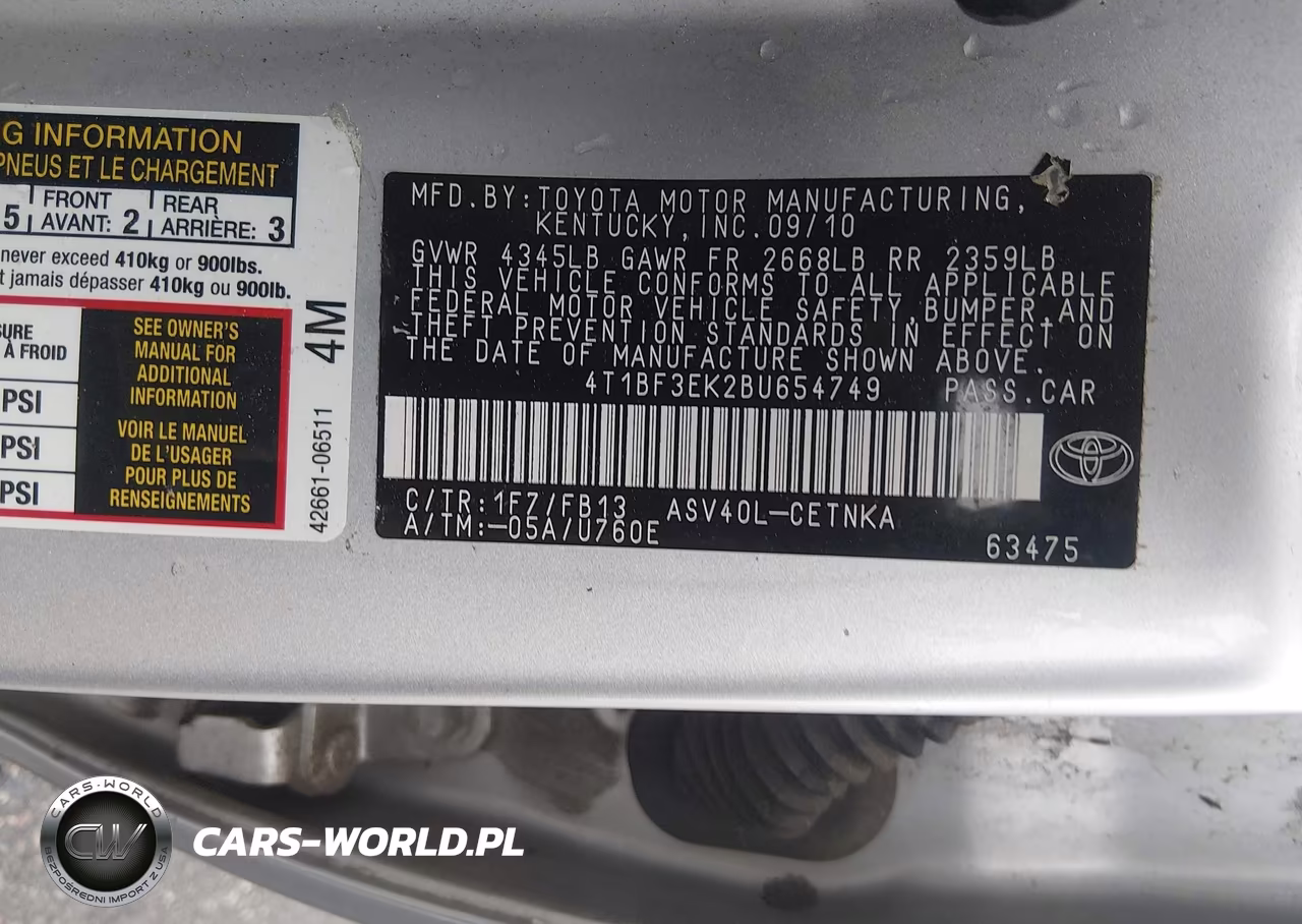 2011 Toyota Camry Le VIN:4T1BF3EK2BU654749 - 9