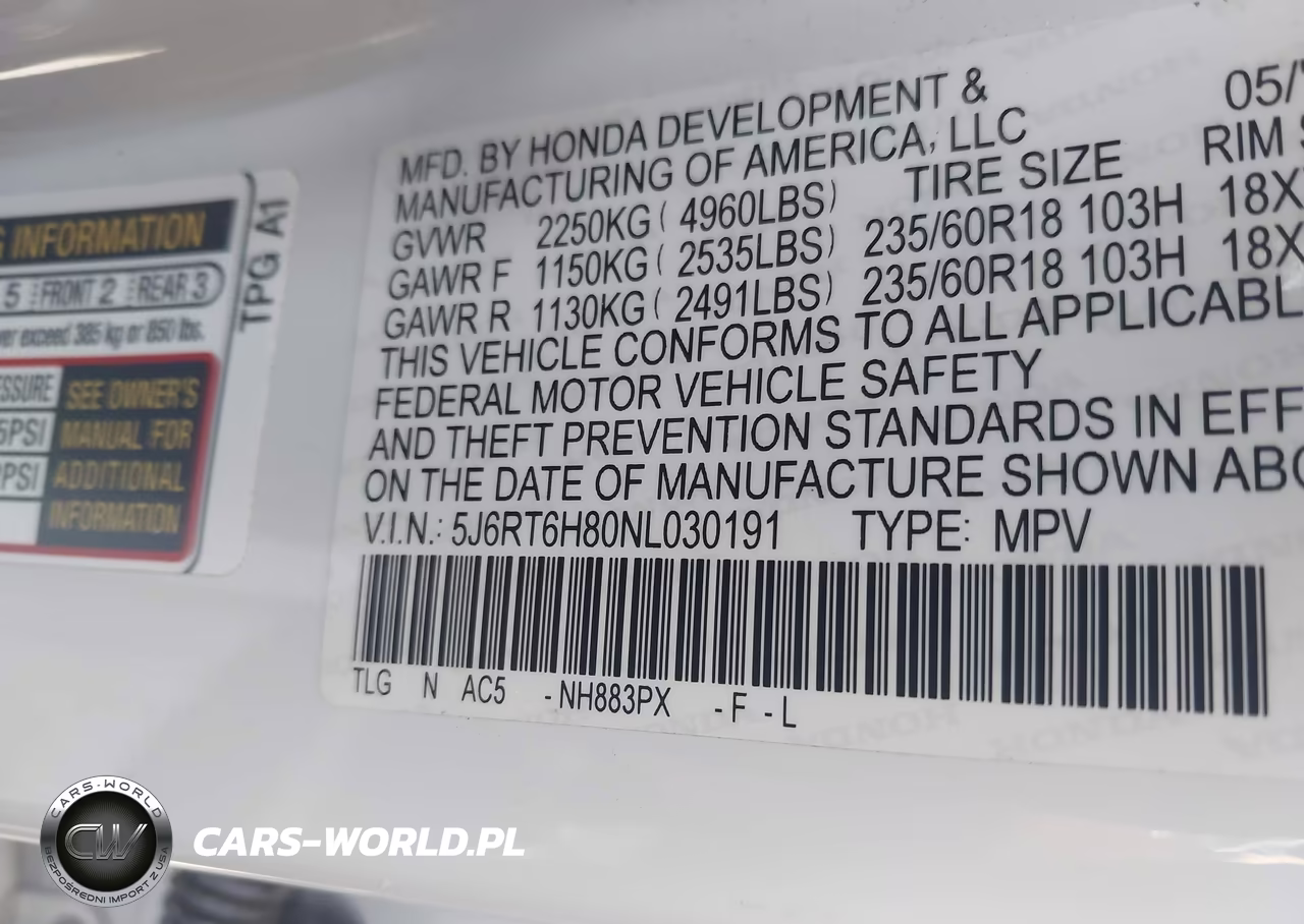 2022 Honda Cr-V Hybrid Ex-L VIN:5J6RT6H80NL030191 - 9