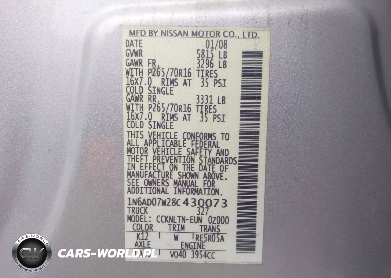 2008 Nissan Frontier Se VIN:1N6AD07W28C430073 - 9
