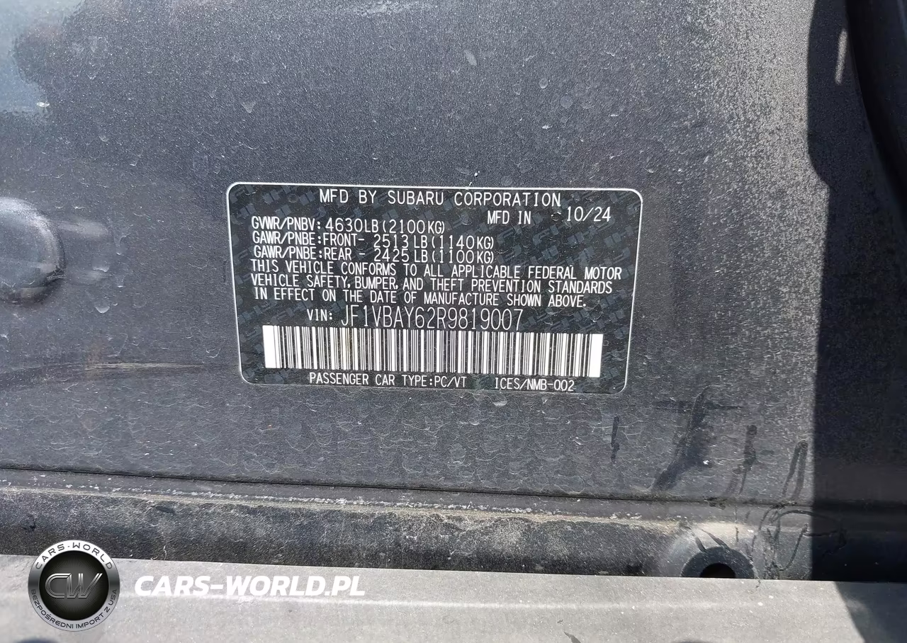 2024 Subaru Wrx Tr VIN:JF1VBAY62R9819007 - 9