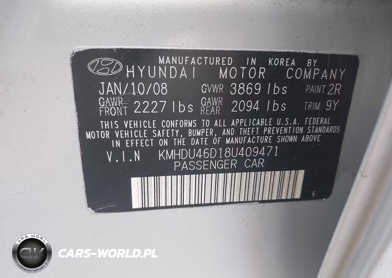 2008 Hyundai Elantra Gls-Se VIN:KMHDU46D18U409471 - 9