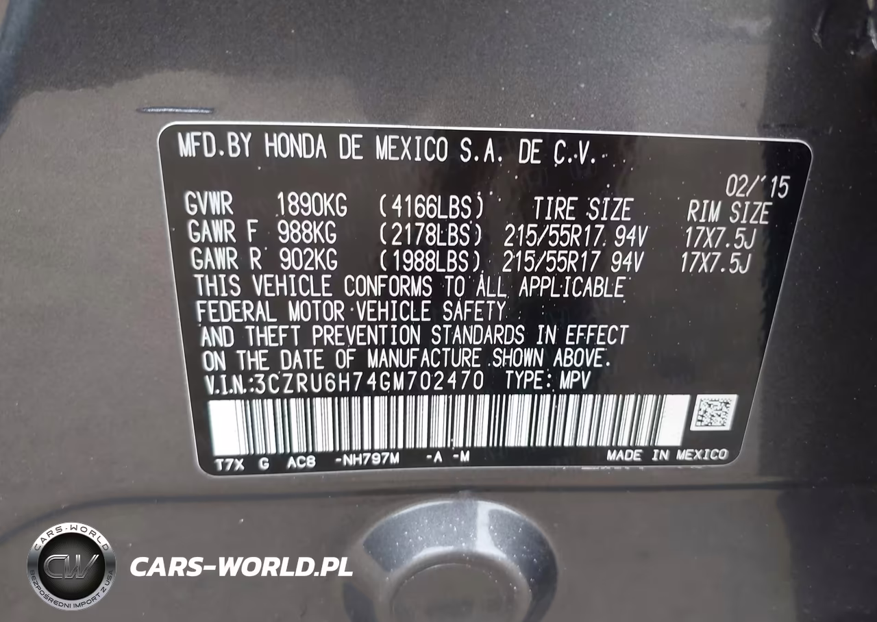 2016 Honda Hr-V Ex-L VIN:3CZRU6H74GM702470 - 9