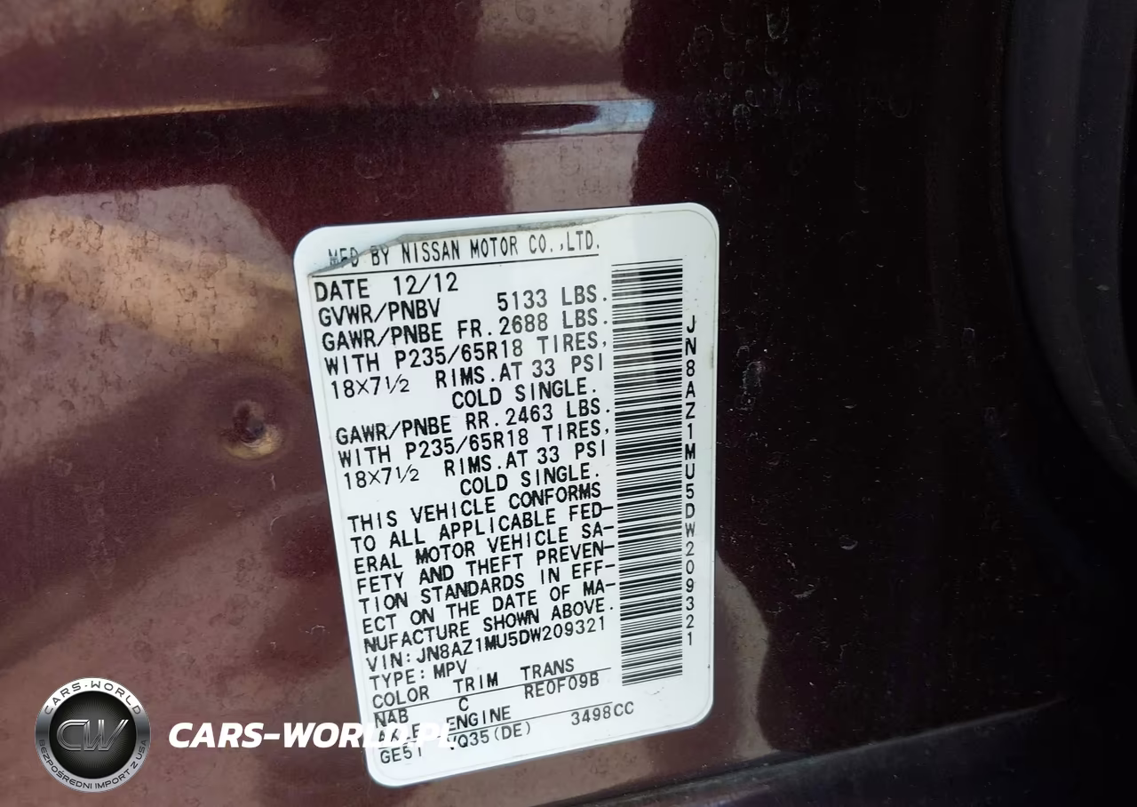 2013 Nissan Murano Sl VIN:JN8AZ1MU5DW209321 - 9