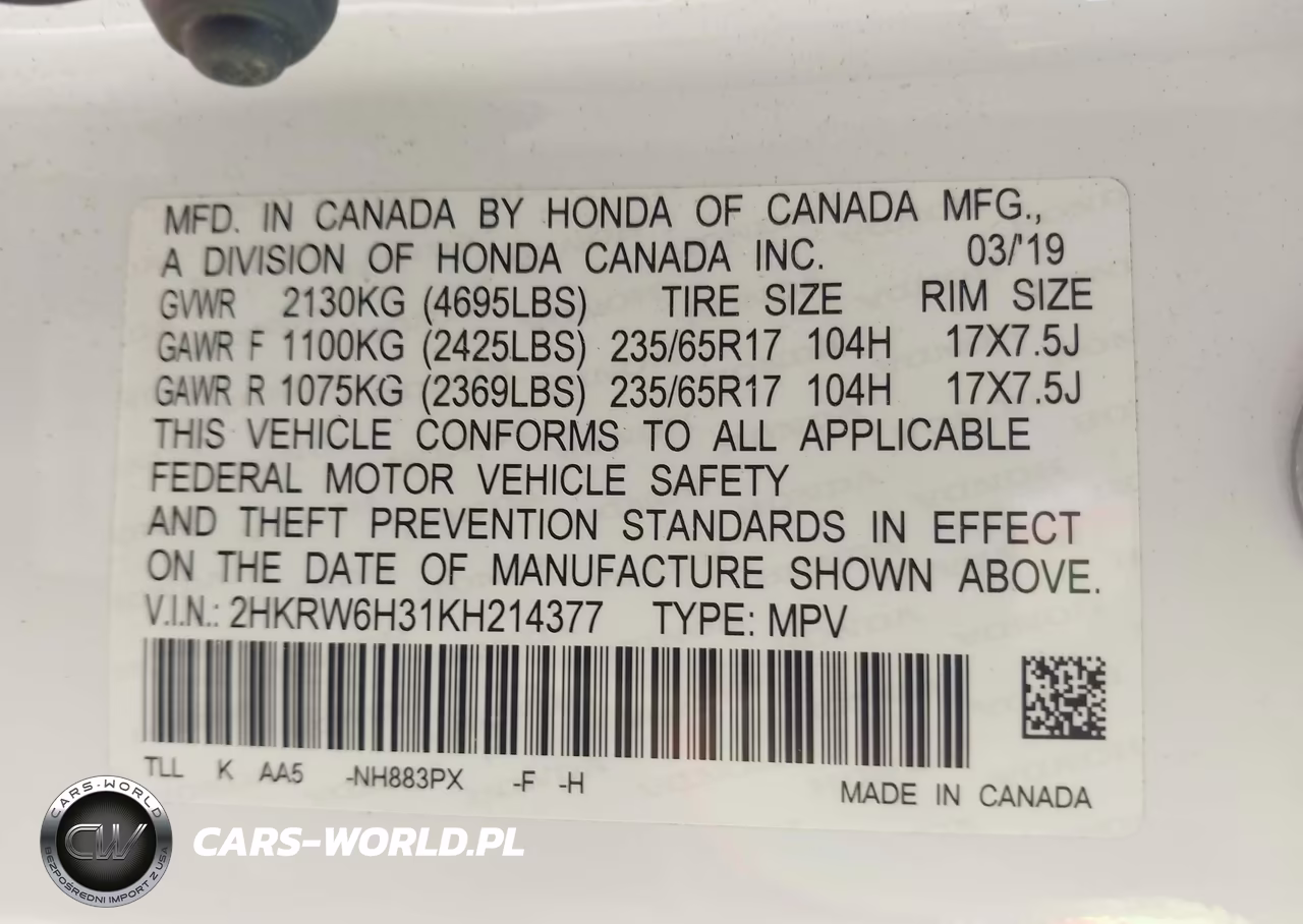 2019 Honda Cr-V Lx VIN:2HKRW6H31KH214377 - 9