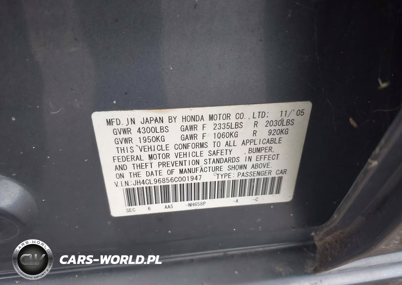 2006 Acura Tsx VIN:JH4CL96856C001947 - 9