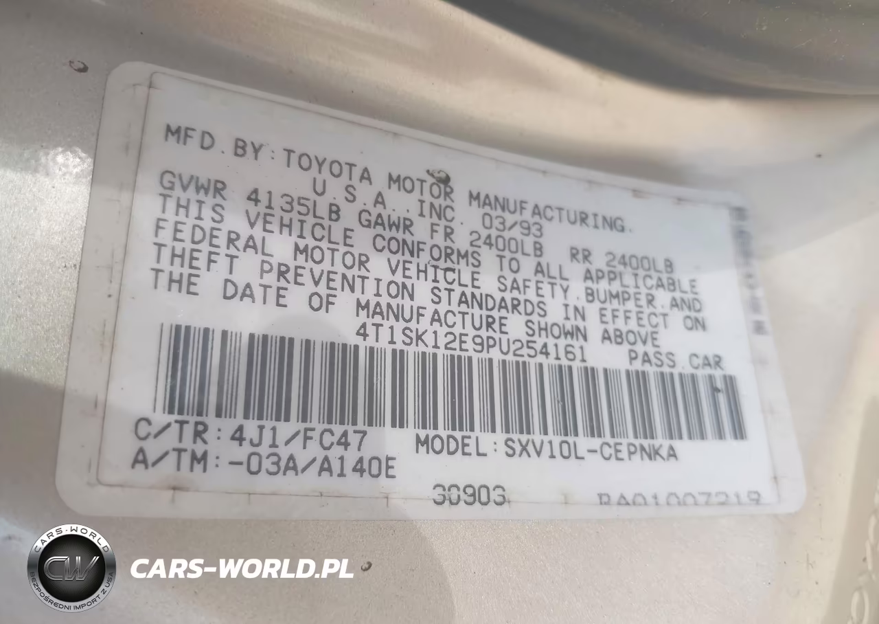 1993 Toyota Camry Le VIN:4T1SK12E9PU254161 - 9