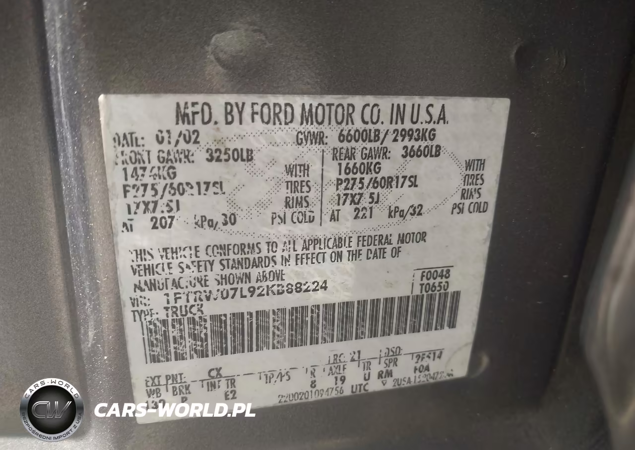 2002 Ford F-150 Lariat-Xlt VIN:1FTRW07L92KB88224 - 9