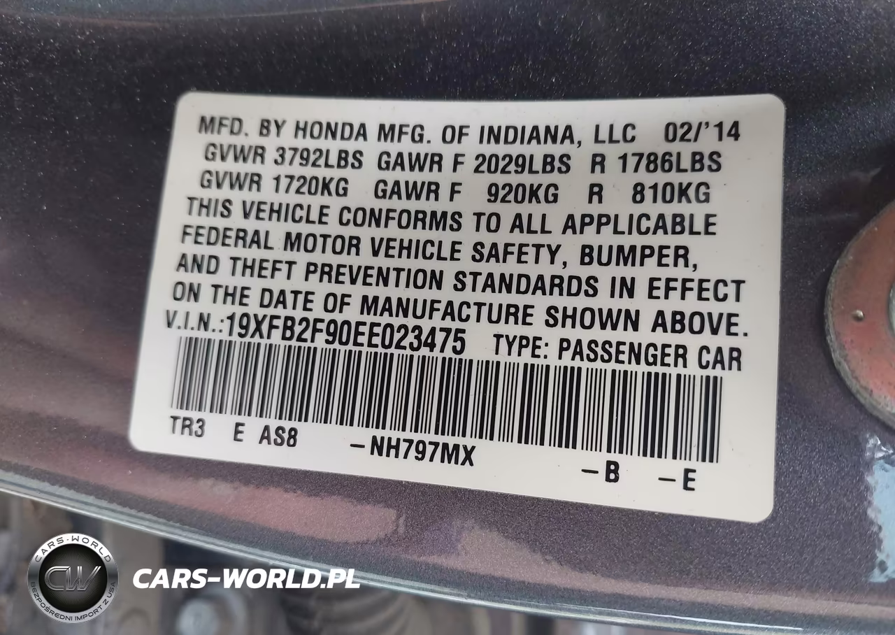 2014 Honda Civic Ex-L VIN:19XFB2F90EE023475 - 9