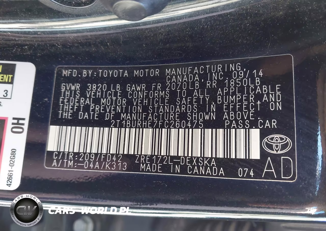 2015 Toyota Corolla S Plus VIN:2T1BURHE7FC260475 - 9